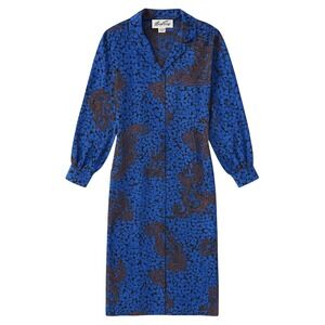 VTG Gene Roye Blue Floral Cottagecore Long Sleeve Maxi Dress Sz 8 Boho Whimsical